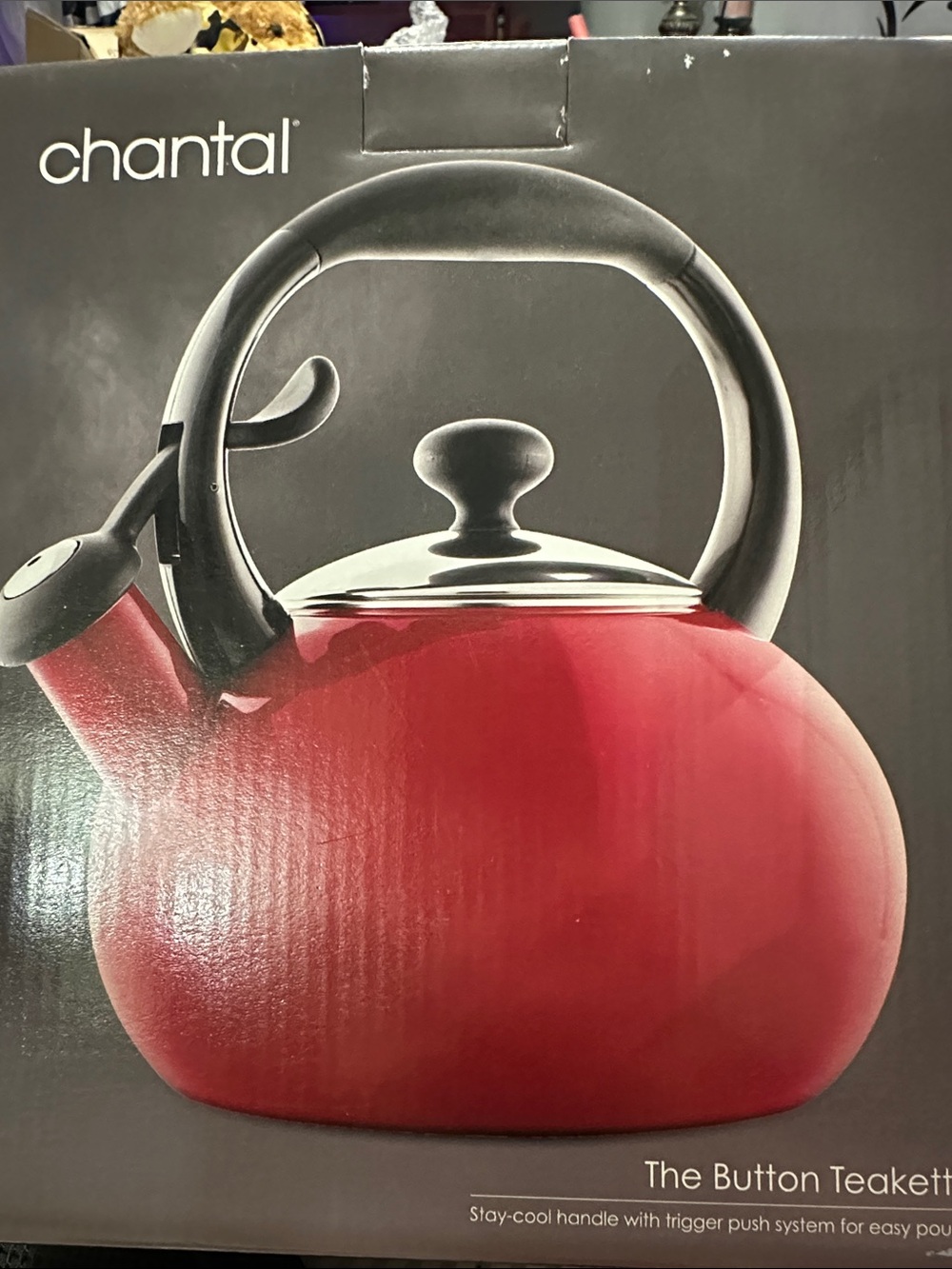 Chantal Red The Button Teakettle - Classic Whistling Stovetop Kettle
